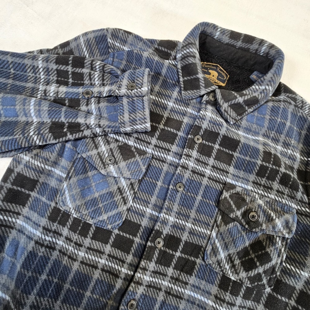 Freedom Foundry Shirt Mens Large L Fleece Super Plush Sherpa Lined Jacket Blue
